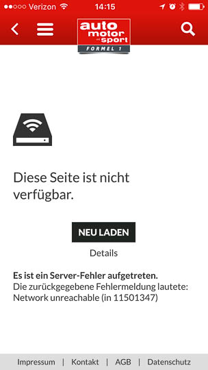 The main navigation bars above and below the blank content area remain accessible, so you can easily navigate away from the page.