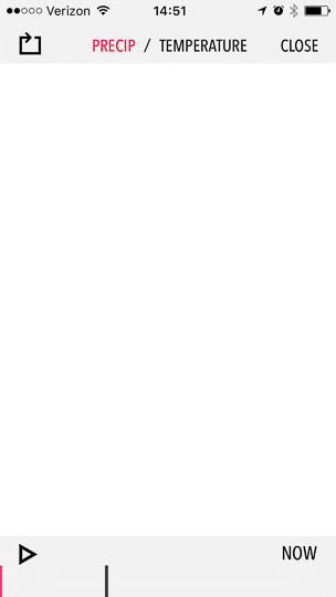 The standard toolbar at the top of the map page is there, but the main map area is completely blank. The time scroller at the bottom displays the